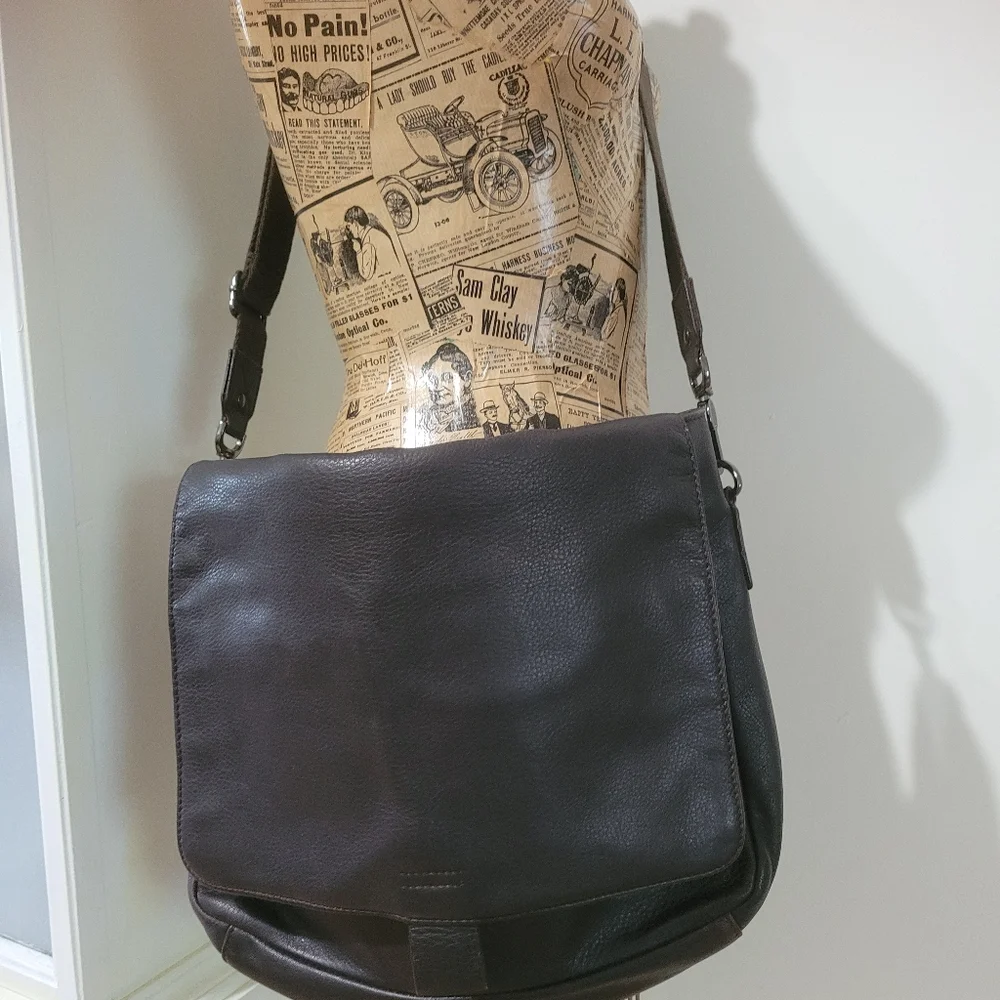 Rocha John Rocha Brown Leather Crossbody Messenger Bag